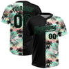 Maxcorners Custom Black Kelly Green Tropical Palm Leaves Two-Button Unisex Softball Jersey LM2605