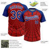 Maxcorners Custom Red Royal-White Spider Web 3D Pattern Design Two-Button Unisex Softball Jersey LM2605