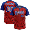 Maxcorners Custom Red Royal-White Spider Web 3D Pattern Design Two-Button Unisex Softball Jersey LM2605