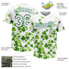 Maxcorners Custom White Kelly Green St.Patrick's Day Shamrock 3D Pattern Design Two-Button Unisex Softball Jersey LM2605