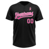 Maxcorners Custom Black Pink-White American Flag With Pink Ribbon Breast Cancer Awareness Month Women Health Care Support Two-Button Unisex Softball Jersey LM2605