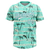 Maxcorners Custom Teal White Hawaii Palm Trees And Dolphin Two-Button Unisex Softball Jersey LM2605