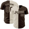 Maxcorners Custom Brown Cream-Brown Pinstripe Authentic Split Fashion Baseball Jersey LM2605