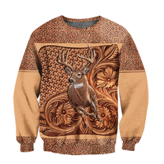 Max Corner Deer Hunting Leather Flower Pattern 3D All Over Printed Shirts Gift For Hunter