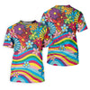 Maxcorners Retro Rainbow Floral Hippie Hawaiian Golf Shirt, Golf Shirts For Women, Women’s Golf Apparel LM1507