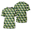 Maxcorners Green And White Argyle Pattern Beer St Patrick's Day Golf Shirt, Golf Tops For Men, Polo For Men
