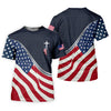 Maxcorners Christian American Flag Cross Golf Polo Shirt, Women's Golf Polo, Golf Tops For Women LM1507