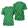 Maxcorners Lucky Four Leaf Clover Golf Ball Pattern Argyle Pattern St Patrick's Day Golf Shirt, Polo Shirts For Men