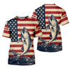 Maxcorners Personalized American Flag Fishing Shirt, Patriotic Bass Long Sleeve UPF For Men