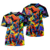 Maxcorners Colorful Cat Wearing Sunglasses Art Golf Shirt, Women's Golf Shirt, Hawaiian Golf Shirt LM1507