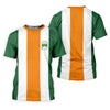 Maxcorners Green Orange White Vertical Stripes St Patrick's Day Golf Shirt, Women's Golf Tops, Ladies Golf Shirts