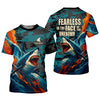 Maxcorners Shark Fishing Shirt, Fearless In The Face Of The Unknown Fishing UPF Shirts, Fishing Gifts For Men