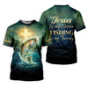 Maxcorners Jesus My Savior - Fishing My Therapy Shirt, Fishing UPF Shirts, Funny Fishing Shirt