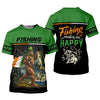 Maxcorners Fishing Makes Me Happy Shirt, Personalized Bigfoot St. Patrick's Day Fishing Long Sleeve For Men
