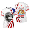Maxcorners Jesus Is My Savior Fishing Is My Therapy Shirt, Personalized Christian Fishing Long Sleeve For Men