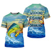 Maxcorners Weekend Forecast Fishing With A Chance Of Drinking Men's Fishing Shirt, Mahi Fishing Shirt, UPF Fishing Shirt