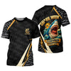Maxcorners Shark Week Hexagon Pattern Black Fishing Shirt, SPF Shirt For Men, Men's Fishing Shirt