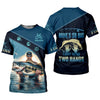 Maxcorners Mine's So Big I Have To Use Two Hands Funny Fishing Shirt, SPF Shirt For Men, Gift For Fisherman