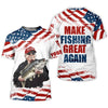 Maxcorners Make Fishing Great Again Patriotic Fishing Shirt, Red White Blue Fishing UPF Shirts, Men's Fishing Shirt