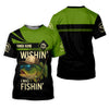 Maxcorners Wishing I Was Fishing Funny Fishing Shirt, Bass Fishing Shirt, SPF Shirt For Men, Men's Fishing Shirt