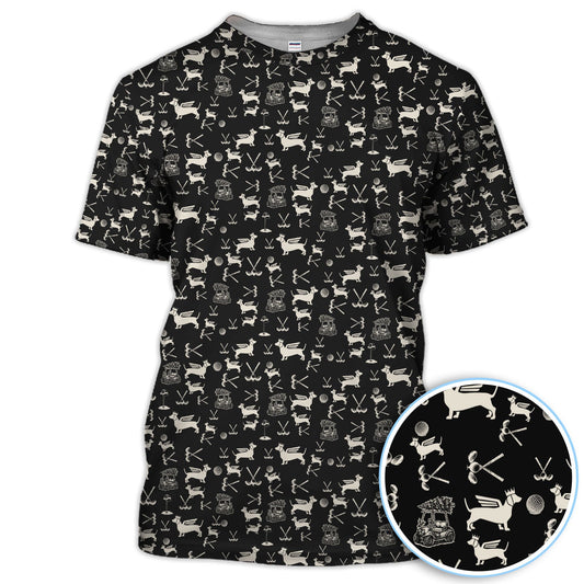 Maxcorners Funny Xmas Dog Pattern Polos, Golf Shirt For Golfers And Pet Lovers, Christmas Golf Shirt For Men