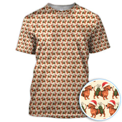 Maxcorners Funny Christmas Dachshund Pattern Polos, Xmas Golf Shirt For Men, Golf Gift For Golfer