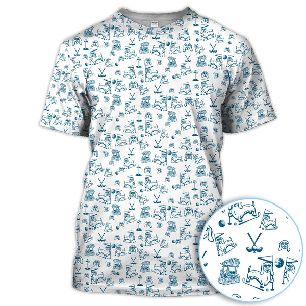 Maxcorners Christmas Golf Shirt For Men, Funny Xmas Dog Pattern Polos, Golf Shirt For Golfers