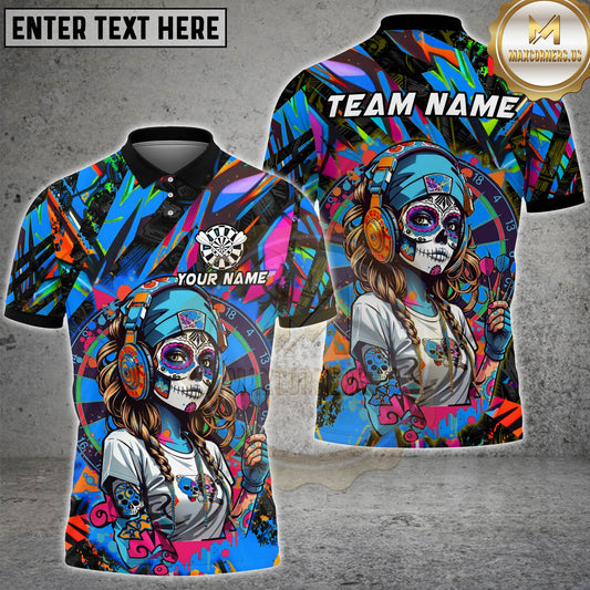 Maxcorners Dartboard Cute Witch Girl Graffiti Multi Options Personalized Name, Team Name Unisex 3D Shirt (4 Colors)