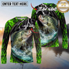 Maxcorners Fishing Neon Green Flame Thunder Multicolor Options Personalized Name, Team Name 3D Shirt (12 Fish Species)