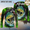 Maxcorners Fishing Neon Green Flame Thunder Multicolor Options Personalized Name, Team Name 3D Shirt (12 Fish Species)
