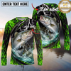 Maxcorners Fishing Neon Green Flame Thunder Multicolor Options Personalized Name, Team Name 3D Shirt (12 Fish Species)