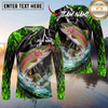 Maxcorners Fishing Neon Green Flame Thunder Multicolor Options Personalized Name, Team Name 3D Shirt (12 Fish Species)