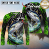 Maxcorners Fishing Neon Green Flame Thunder Multicolor Options Personalized Name, Team Name 3D Shirt (12 Fish Species)