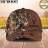 Maxcorners Hunting Leather Patch Woodland Camo Multi Options Personalized Name 3D Cap