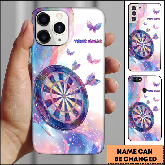 Maxcorners Butterfly Dartboard Watercolor Pastel Multicolor Options Personalized Name Phone Case