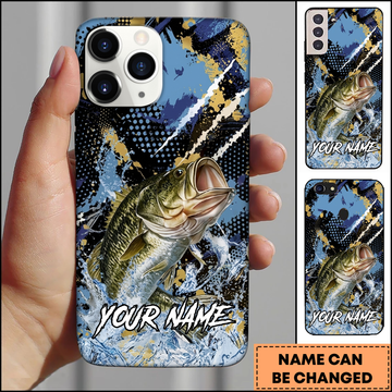 Maxcorners Fishing Modern Abstract Graphic Multicolor Options Personalized Name Phone Case (12 Fish Species)