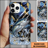 Maxcorners Fishing Modern Abstract Graphic Multicolor Options Personalized Name Phone Case (12 Fish Species)