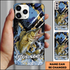 Maxcorners Fishing Modern Abstract Graphic Multicolor Options Personalized Name Phone Case (12 Fish Species)