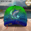 Maxcorners Water Splash Scale Pattern Fishing Cap Personalized Name 3D Cap