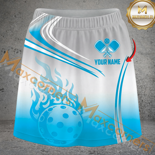 Maxcorners Pickleball Fireball Graphic Multicolor Options Personalized 3D Skort