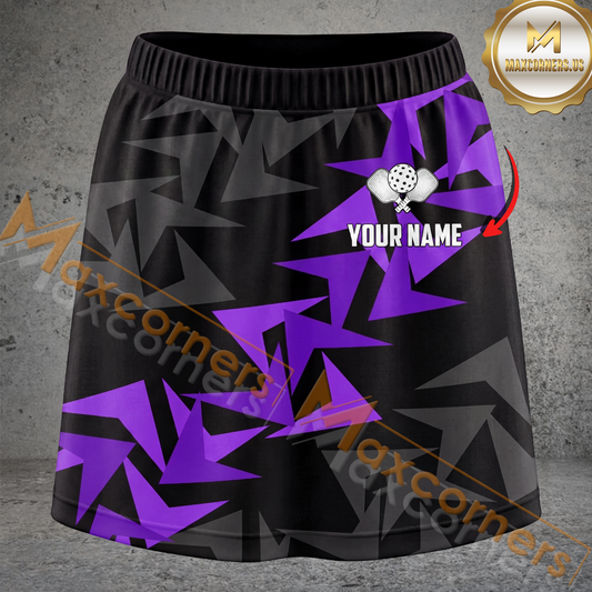 Maxcorners Pickleball Geometric Shards Multicolor Options Personalized 3D Skort