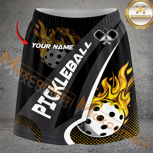 Maxcorners Pickleball Fireball Typography Multicolor Options Personalized 3D Skort