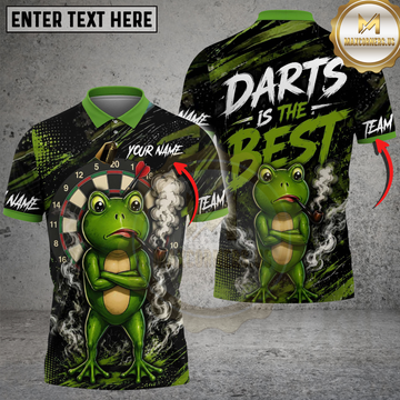 Maxcorners Darts Is The Best Cool Green Frog Smoking Pipe Quote Multi Options Personalized Name, Team Name Unisex 3D Shirt (4 Colors)