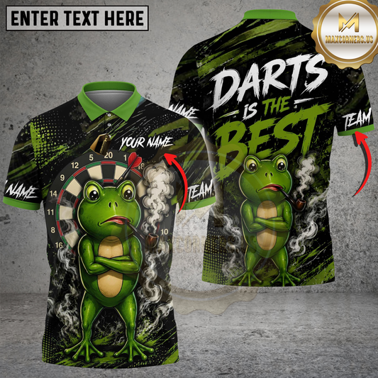 Maxcorners Darts Is The Best Cool Green Frog Smoking Pipe Quote Multi Options Personalized Name, Team Name Unisex 3D Shirt (4 Colors)