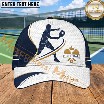 Maxcorners Pickleball Player Navy Gold Royal Honeycomb Personalized Name 3D Cap