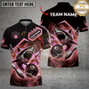 Maxcorners Bowling Angry Great White Shark Ocean Water Splash Flying Pins Multi Options Personalized Name, Team Name Unisex 3D Shirt (4 Colors)