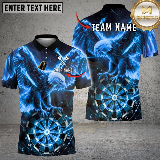Maxcorners Eagle Darts Shirt Neon Fierce Wings Dartboard Multi Options Personalized Name, Team Name Unisex 3D Shirt (4 Colors)