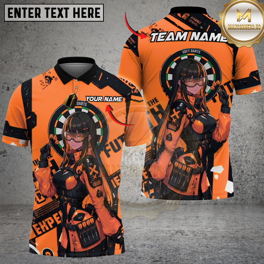 Maxcorners Darts Futuristic Anime Style Multicolor Options Personalized Name, Team Name 3D Shirt (4 Colors)