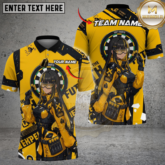 Maxcorners Darts Futuristic Anime Style Multicolor Options Personalized Name, Team Name 3D Shirt (4 Colors)