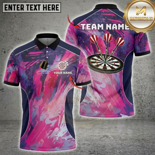 Maxcorners Darts Modern Galaxy Pattern Multicolor Options Personalized Name, Team Name 3D Shirt (4 Colors)